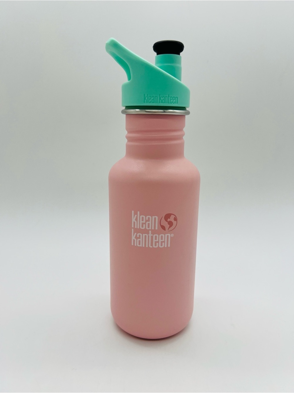 Klean Kanteen Pink Stainless Steel Water Bottle with Mint Sport Cap 18 Ounces